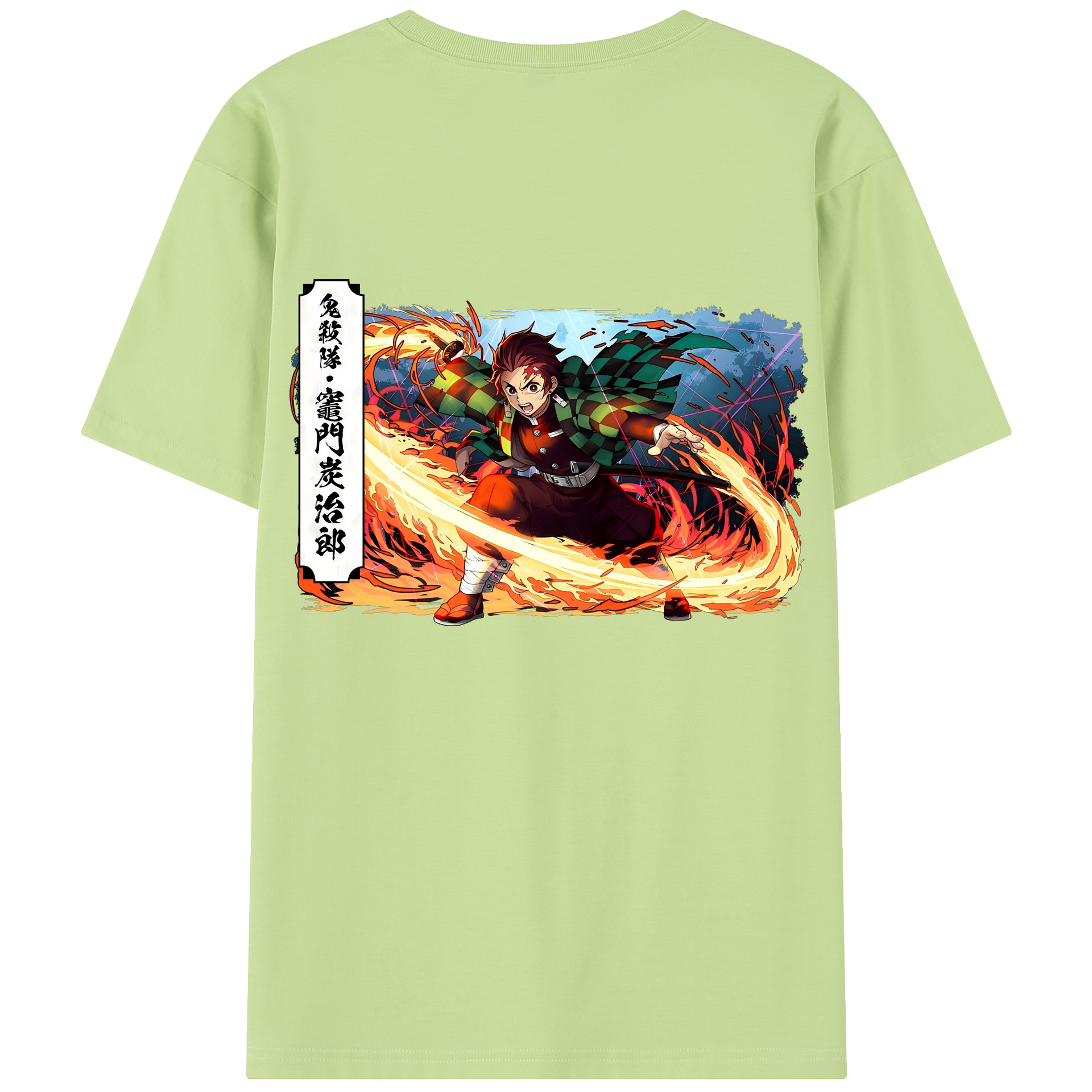 （画像用） 鬼滅の刃 竈門 炭治郎／かまど たんじろう Kamado Tanjirou 綿100％半袖Tシャツ（背面プリント）